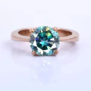 3.05 Ct AAA Certified Blue Diamond Solitaire Ring in Rose Gold Finish