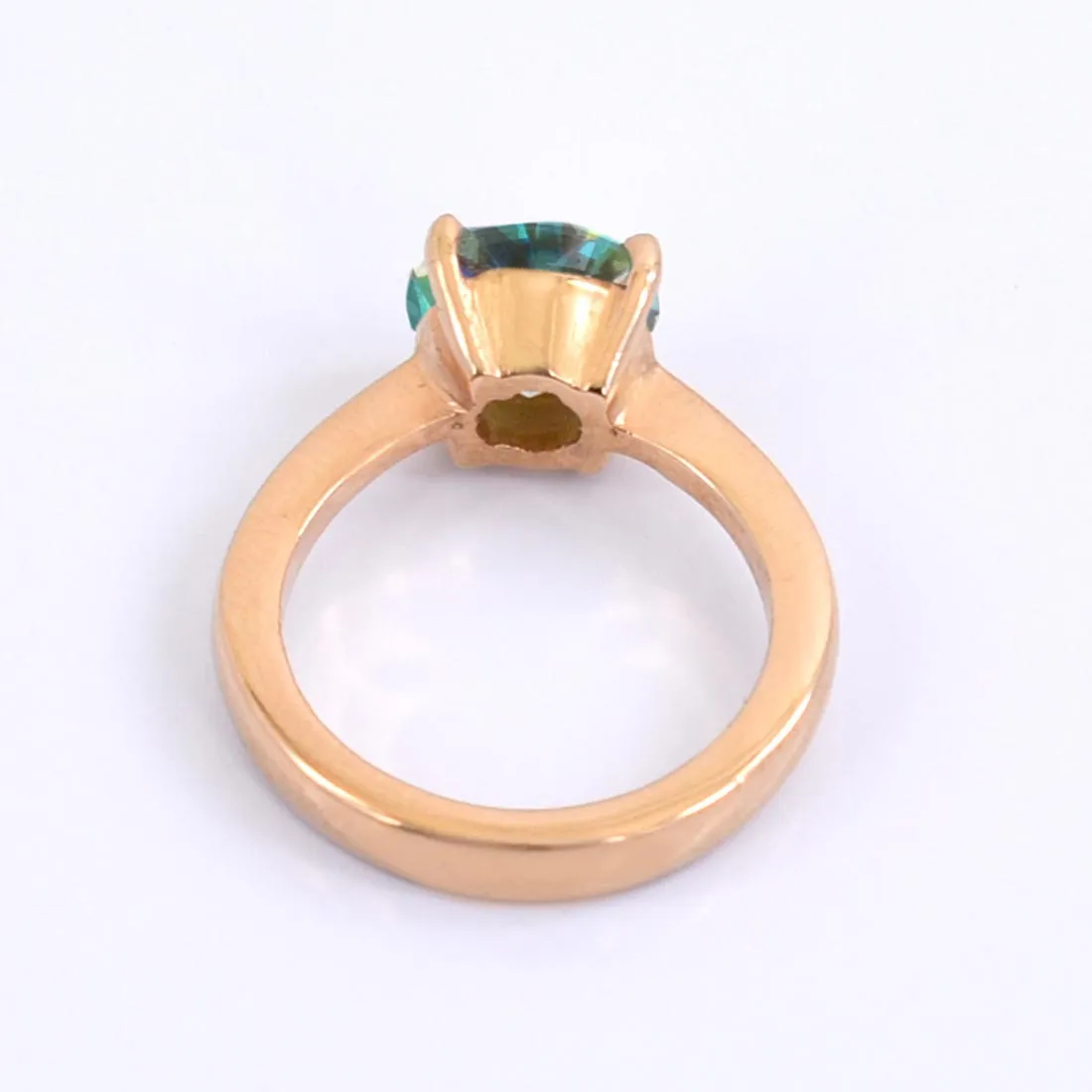 3.05 Ct AAA Certified Blue Diamond Solitaire Ring in Rose Gold Finish
