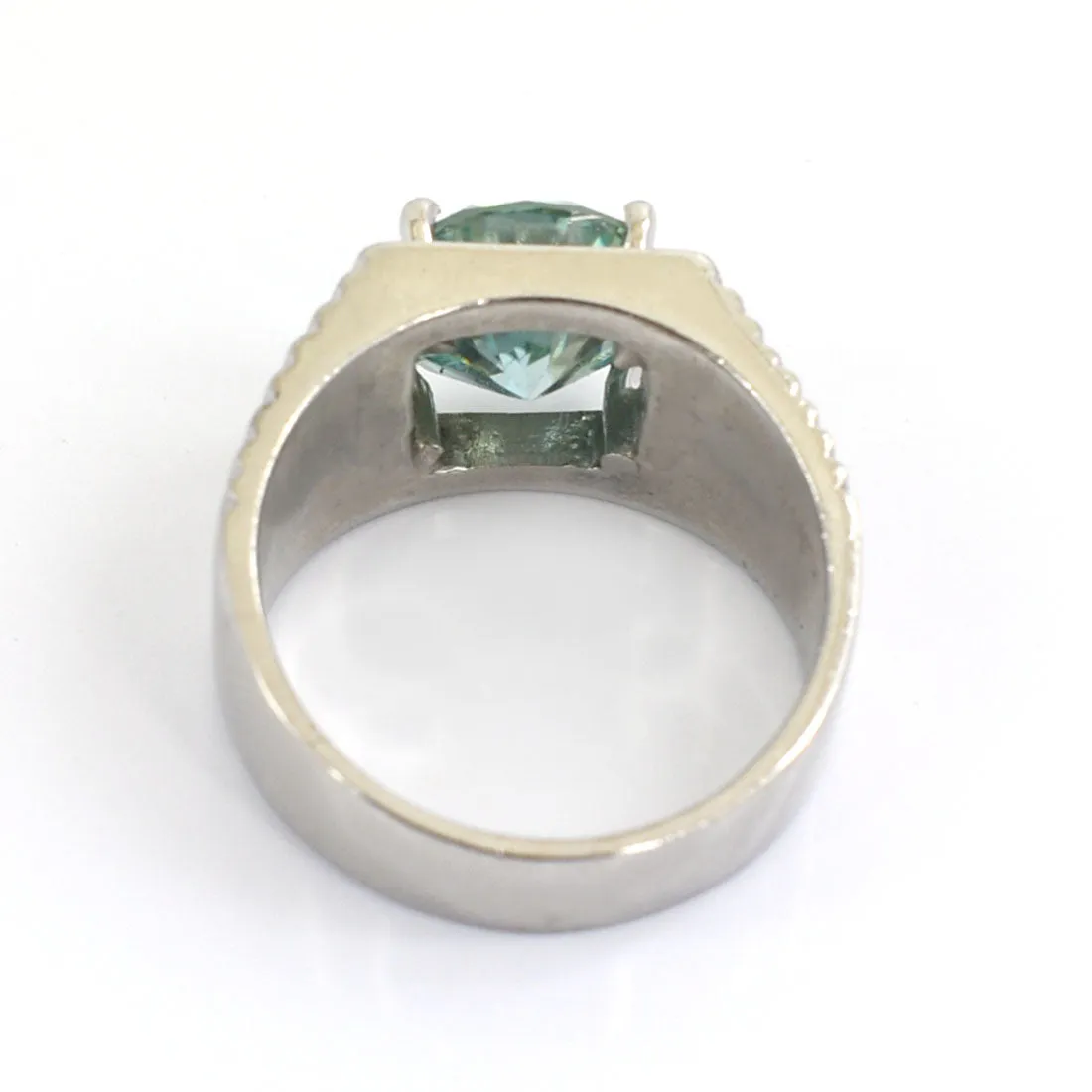 3.15 Ct AAA Certified Round Blue Diamond Solitaire Men's Ring. Ideal Gift for Anniversary, Birthday