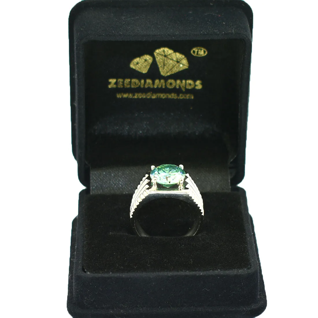 3.15 Ct AAA Certified Round Blue Diamond Solitaire Men's Ring. Ideal Gift for Anniversary, Birthday