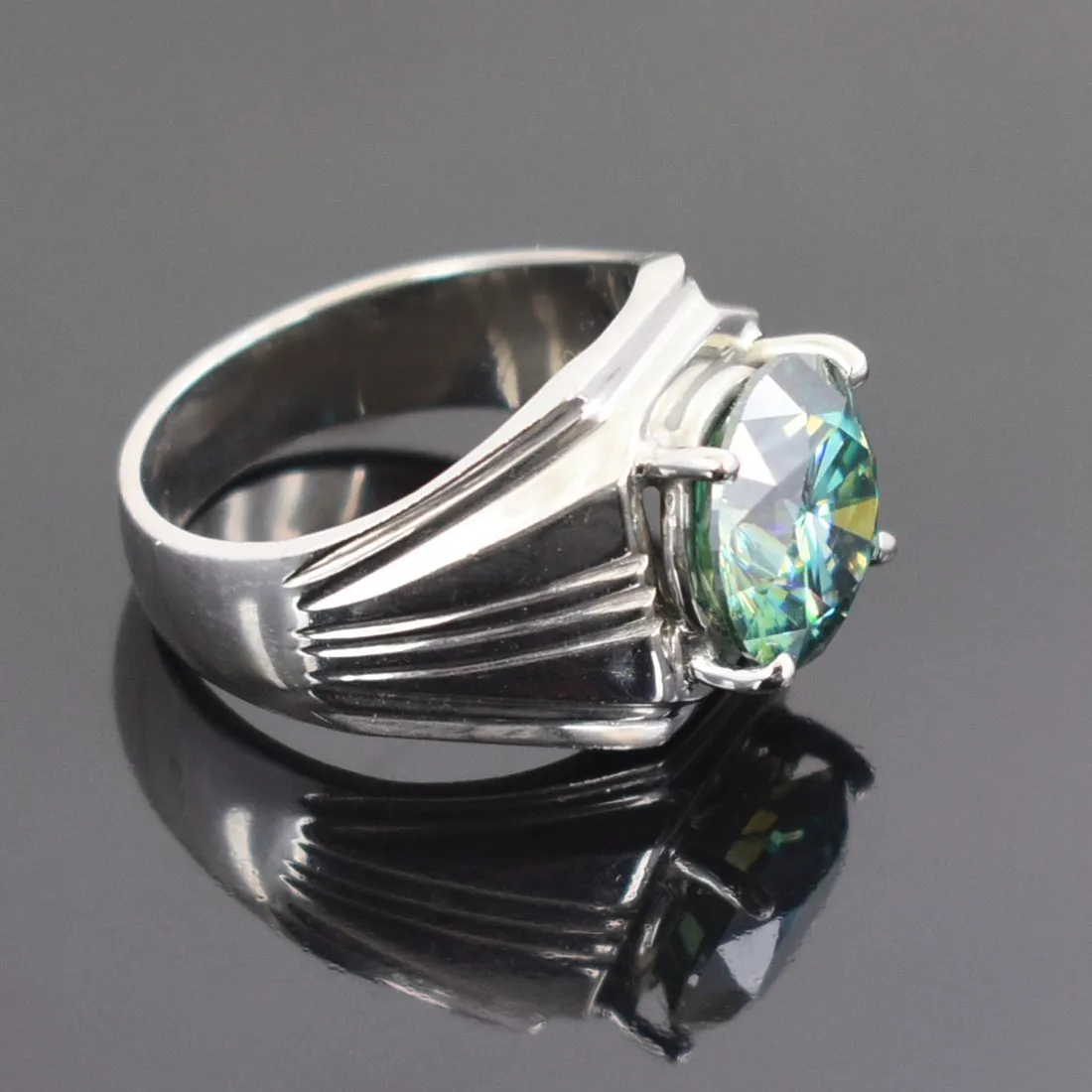 3.50 Ct AAA Certified Blue Diamond Solitaire Men's Ring, Stunning Design with Great Shine.