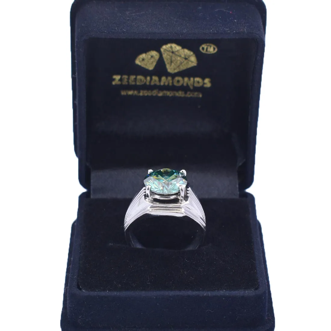 3.50 Ct AAA Certified Blue Diamond Solitaire Men's Ring, Stunning Design with Great Shine.