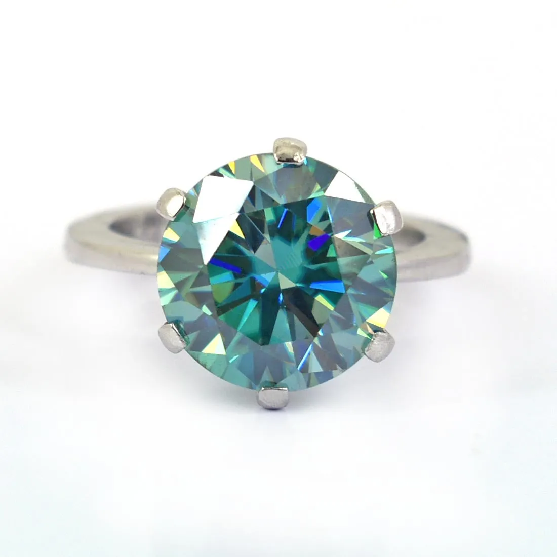 3.65 Ct Stunning Blue Diamond Solitaire Ring in Prong Style, 100% AAA Certified! Great Sparkle & Excellent Cut