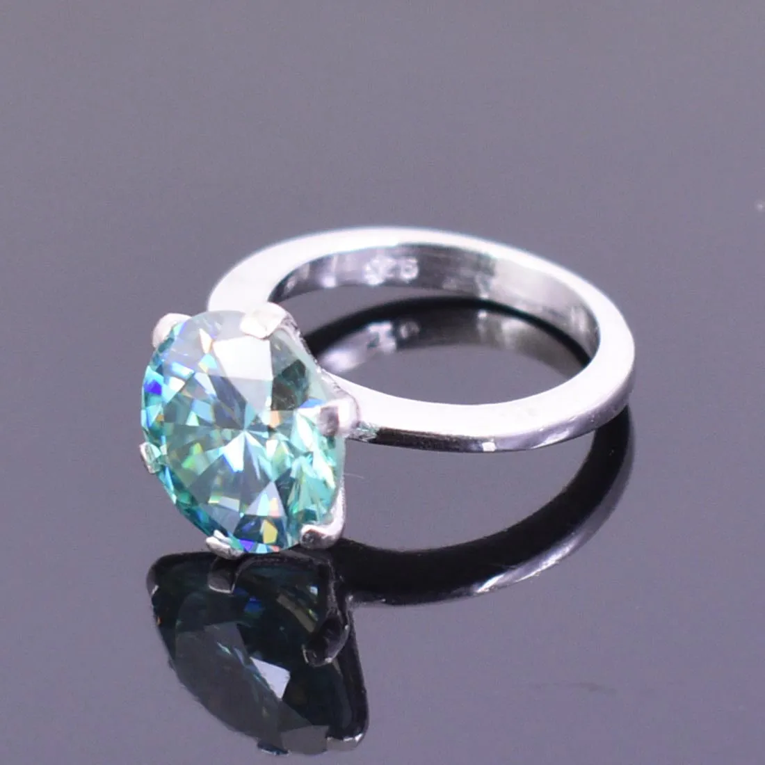 3.65 Ct Stunning Blue Diamond Solitaire Ring in Prong Style, 100% AAA Certified! Great Sparkle & Excellent Cut