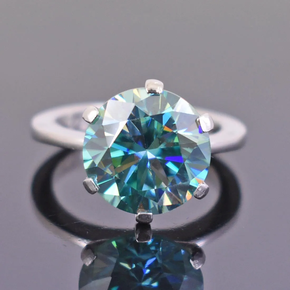 3.65 Ct Stunning Blue Diamond Solitaire Ring in Prong Style, 100% AAA Certified! Great Sparkle & Excellent Cut
