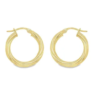 3mm Twisted Tube Hoop Earrings in 10K, 14K Yellow Gold