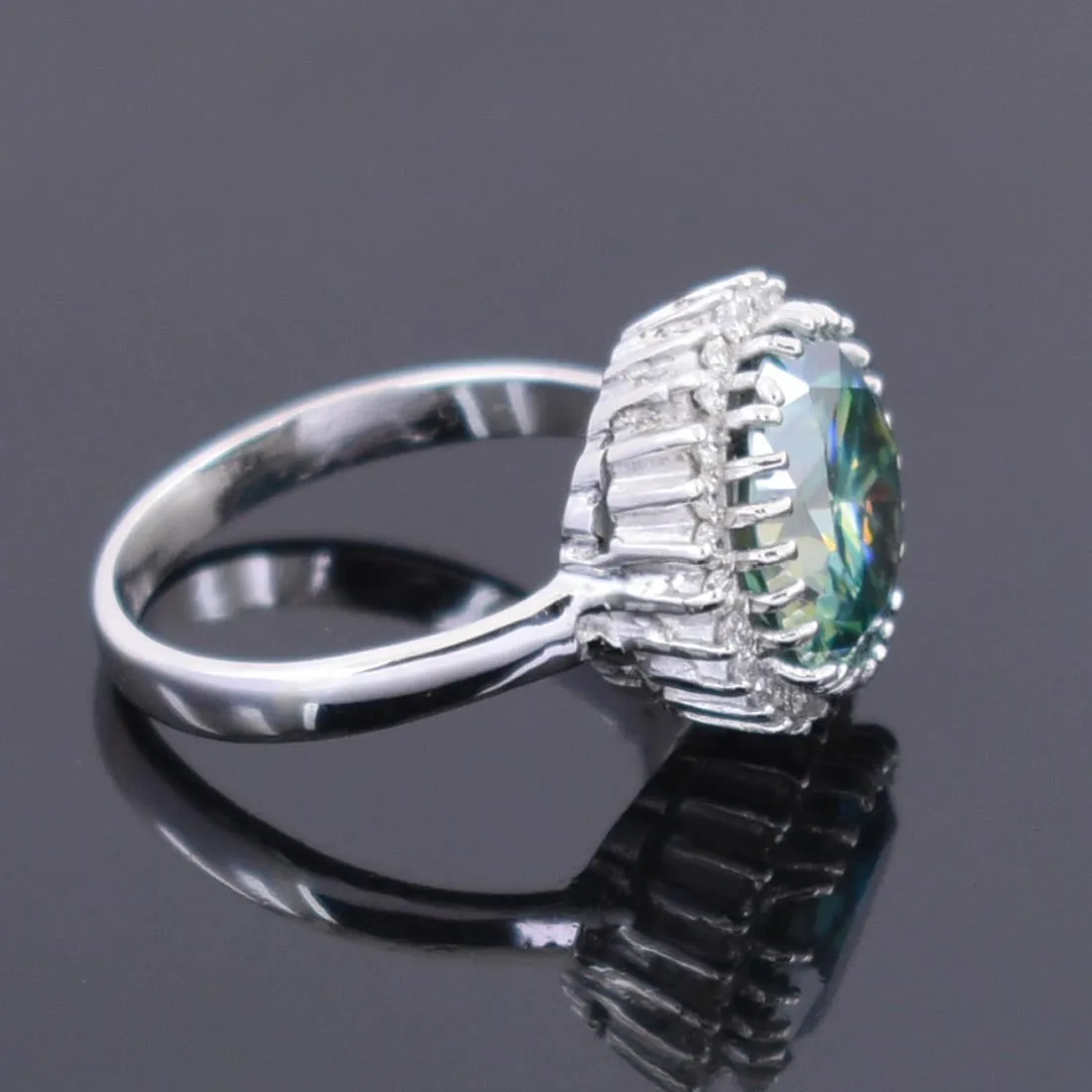 4.00 Ct Certified Blue Diamond Designer Ring with Accents in Prong Style, Lovely Gift for Wife, Girlfriend