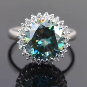 4.00 Ct Certified Blue Diamond Designer Ring with Accents in Prong Style, Lovely Gift for Wife, Girlfriend
