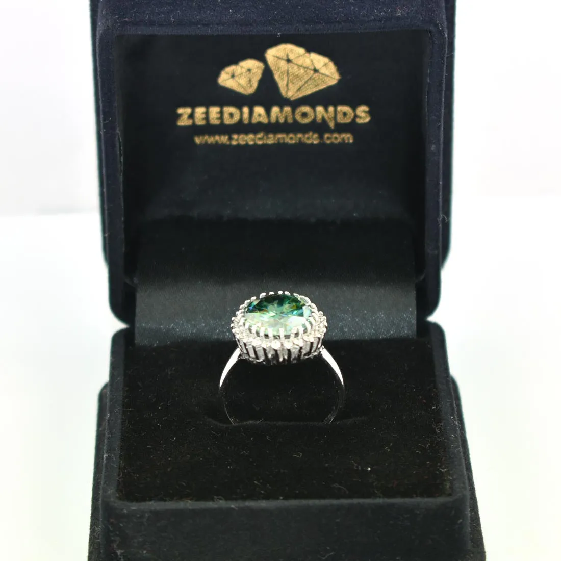 4.00 Ct Certified Blue Diamond Designer Ring with Accents in Prong Style, Lovely Gift for Wife, Girlfriend