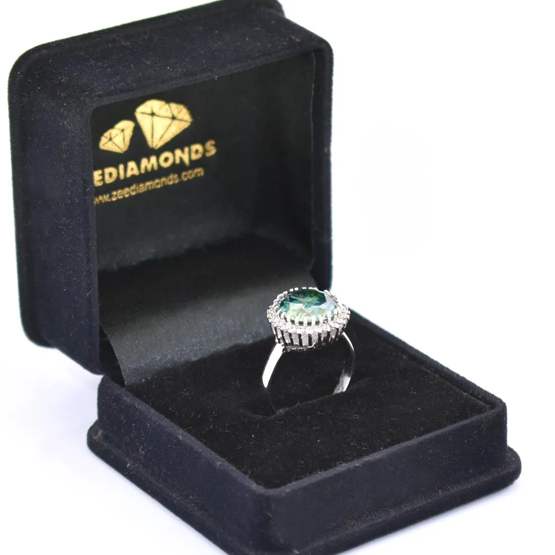4.00 Ct Certified Blue Diamond Designer Ring with Accents in Prong Style, Lovely Gift for Wife, Girlfriend