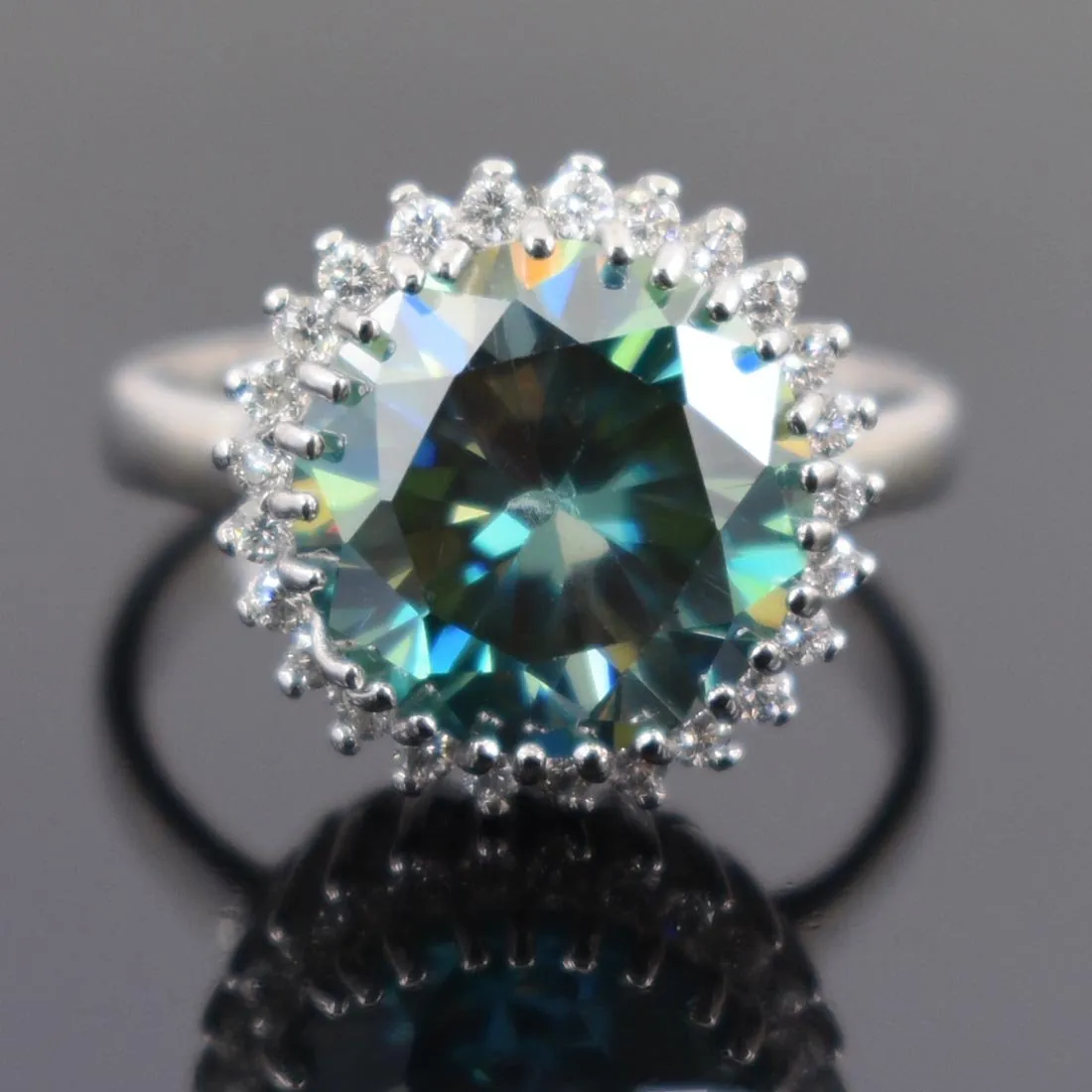 4.00 Ct Certified Blue Diamond Designer Ring with Accents in Prong Style, Lovely Gift for Wife, Girlfriend