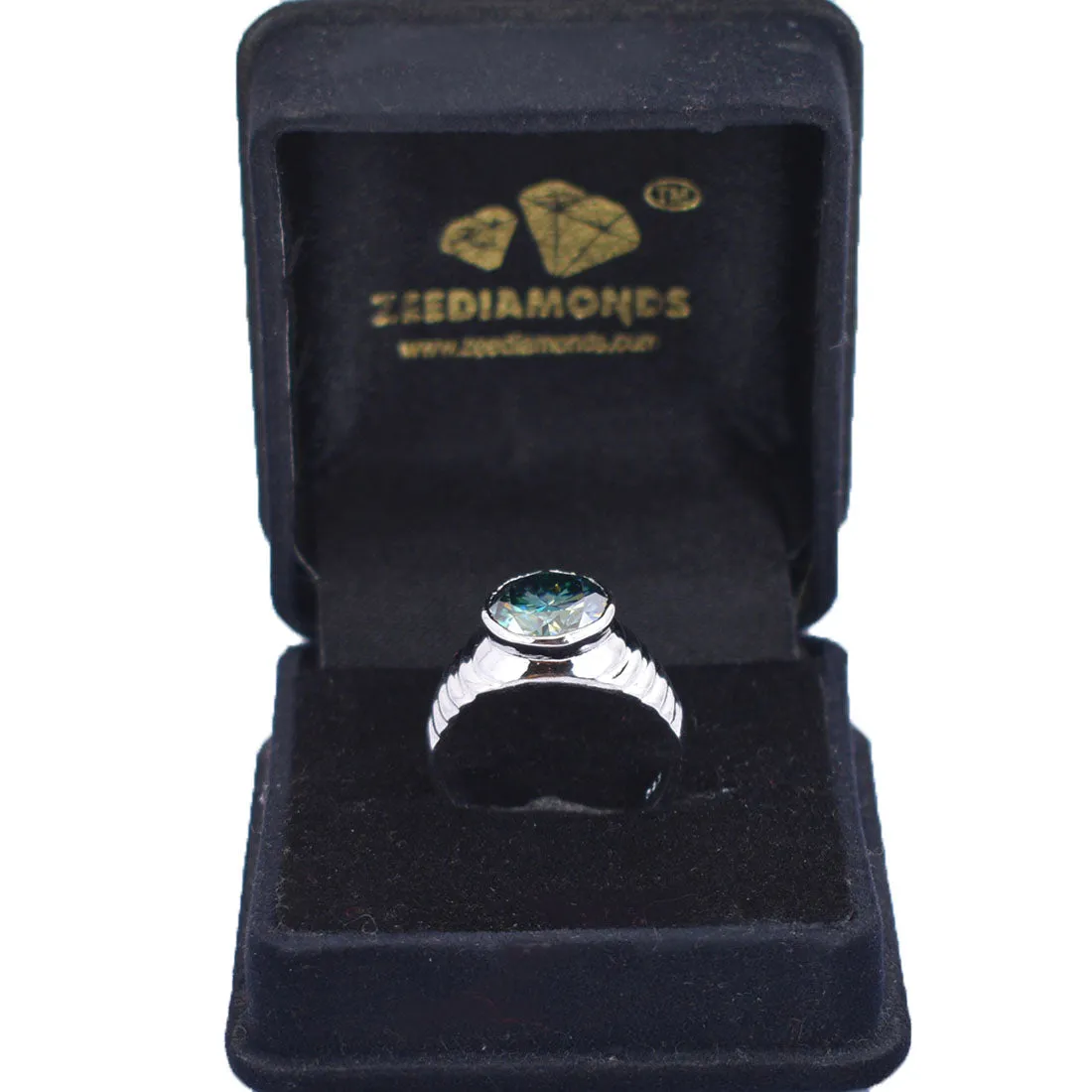 4.15 Ct AAA Certified Stunning Blue Diamond Solitaire Ring in Bezel Setting. Excellent Cut & Great Brilliance