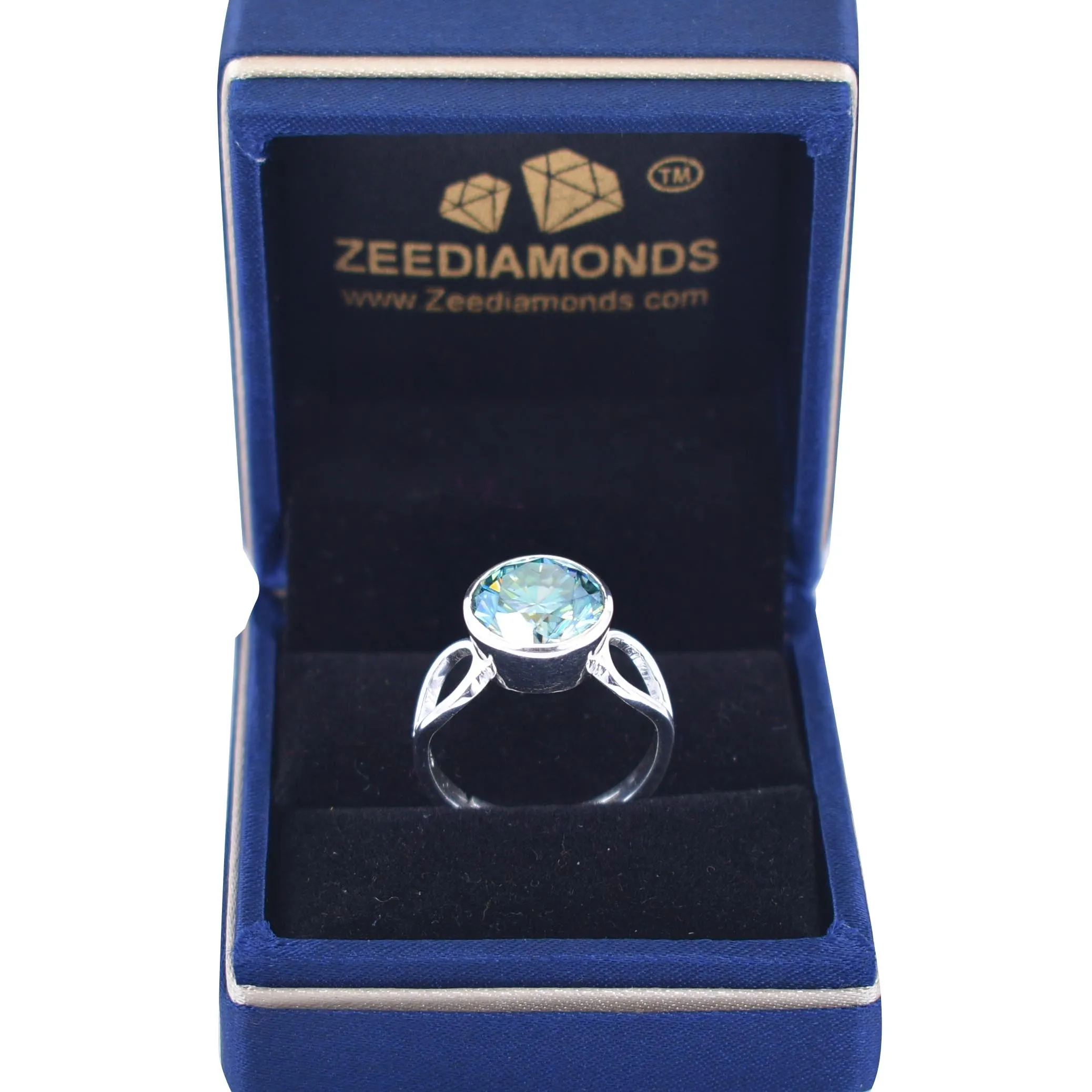 4.50 Ct AAA Certified Beautiful Blue Diamond Solitaire Ring in 925 Silver, Latest Collection and Great Sparkle