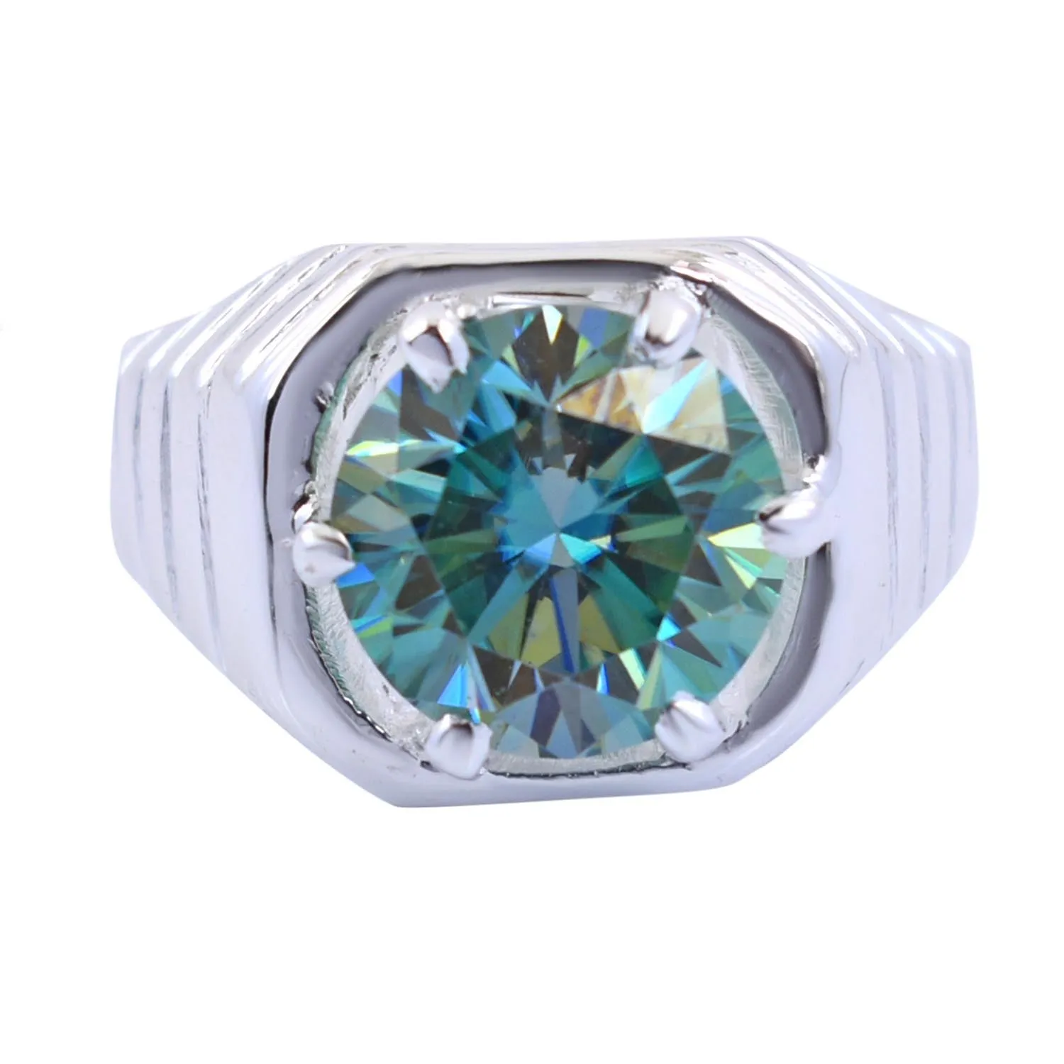 5.25 Carat Blue Diamond Solitaire Ring in 925 Silver, Excellent Cut & Great Luster! Certified Diamond, Gift For Wedding/Birthday