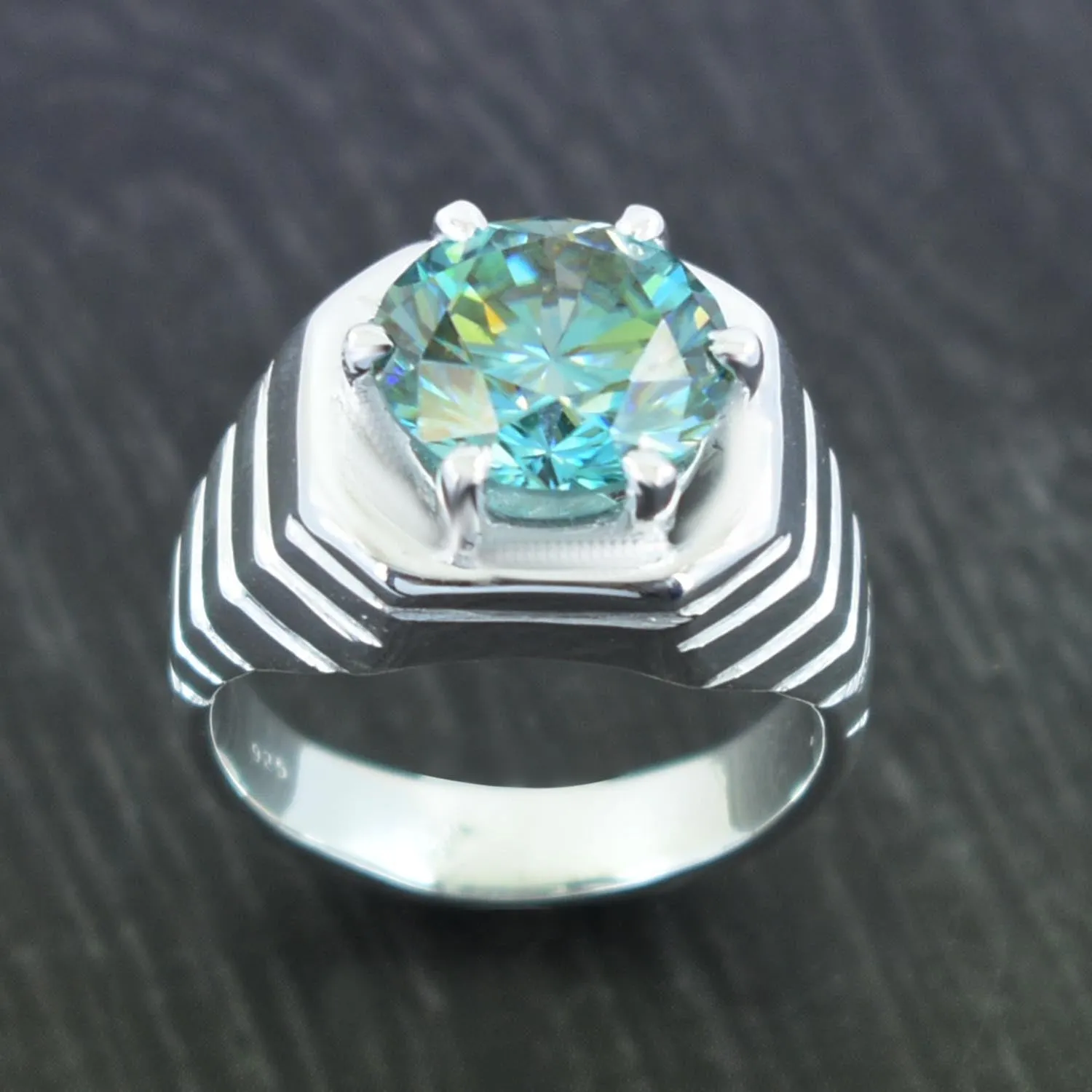 5.25 Carat Blue Diamond Solitaire Ring in 925 Silver, Excellent Cut & Great Luster! Certified Diamond, Gift For Wedding/Birthday