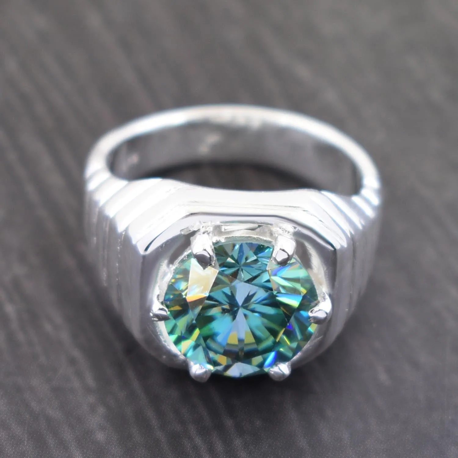 5.25 Carat Blue Diamond Solitaire Ring in 925 Silver, Excellent Cut & Great Luster! Certified Diamond, Gift For Wedding/Birthday