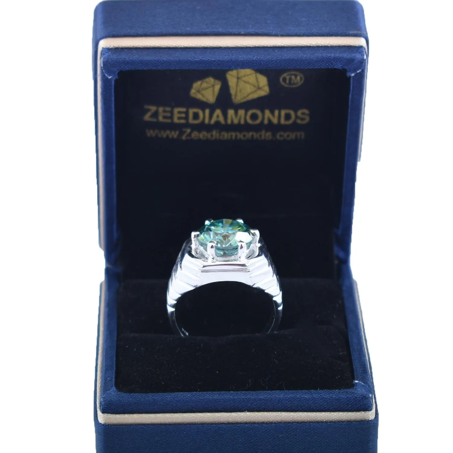 5.25 Carat Blue Diamond Solitaire Ring in 925 Silver, Excellent Cut & Great Luster! Certified Diamond, Gift For Wedding/Birthday