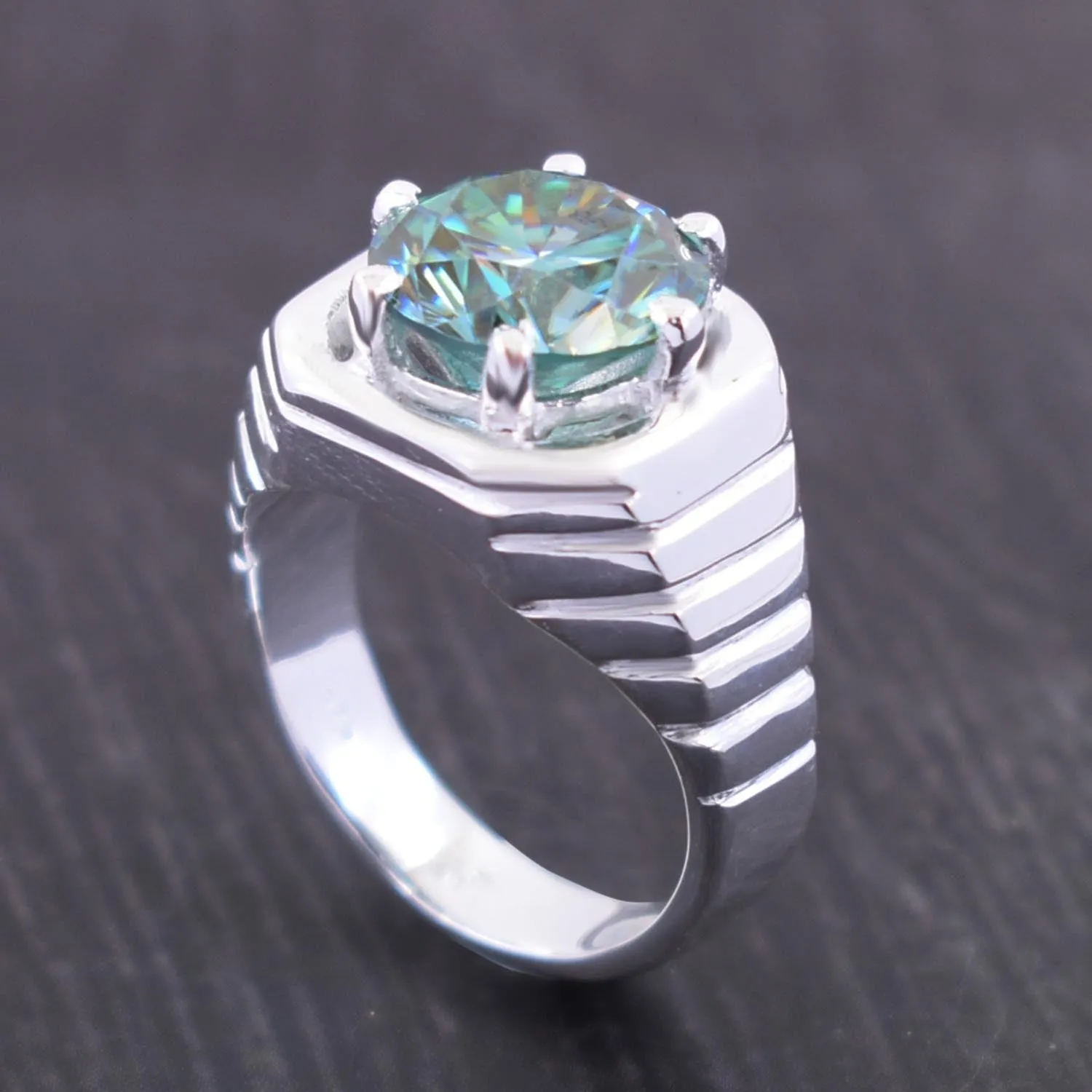 5.25 Carat Blue Diamond Solitaire Ring in 925 Silver, Excellent Cut & Great Luster! Certified Diamond, Gift For Wedding/Birthday