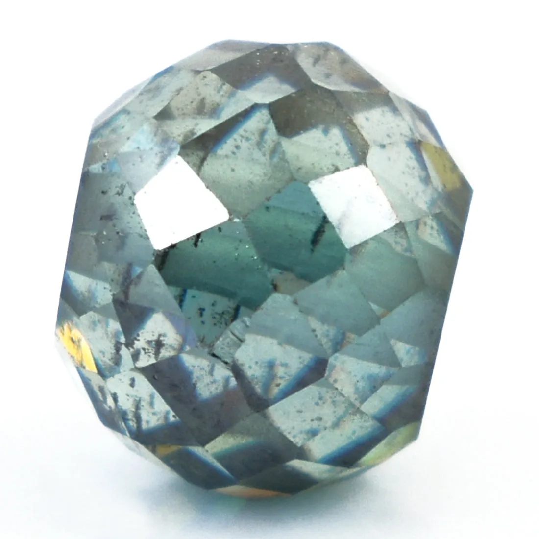 5.25 Ct Round Faceted, 7x9 mm Blue Diamond Bead