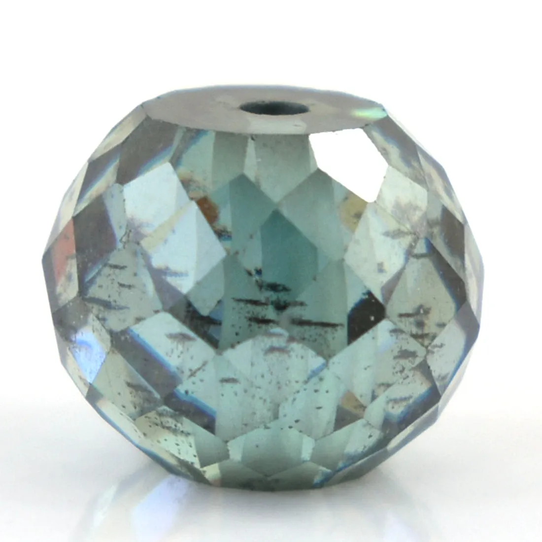 5.25 Ct Round Faceted, 7x9 mm Blue Diamond Bead