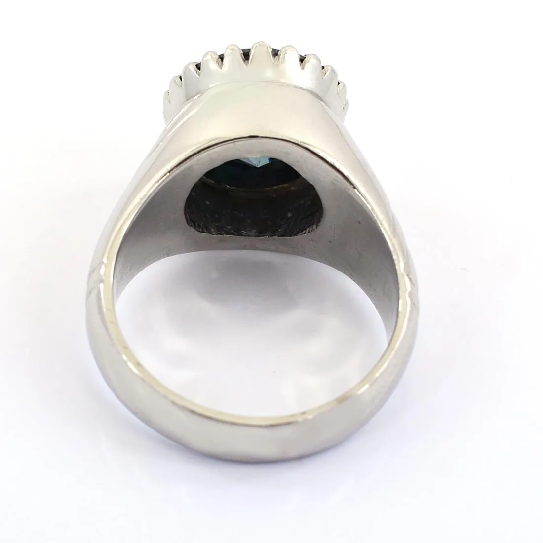 5.30 Ct AAA Certified Round Brilliant Cut Blue Diamond Solitaire Men's Ring, Heavy Design with Great Shine