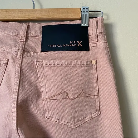 7 FAM x No21 | Slouchy Crop Jeans High Rise Cipria Pink Unisex Size 23