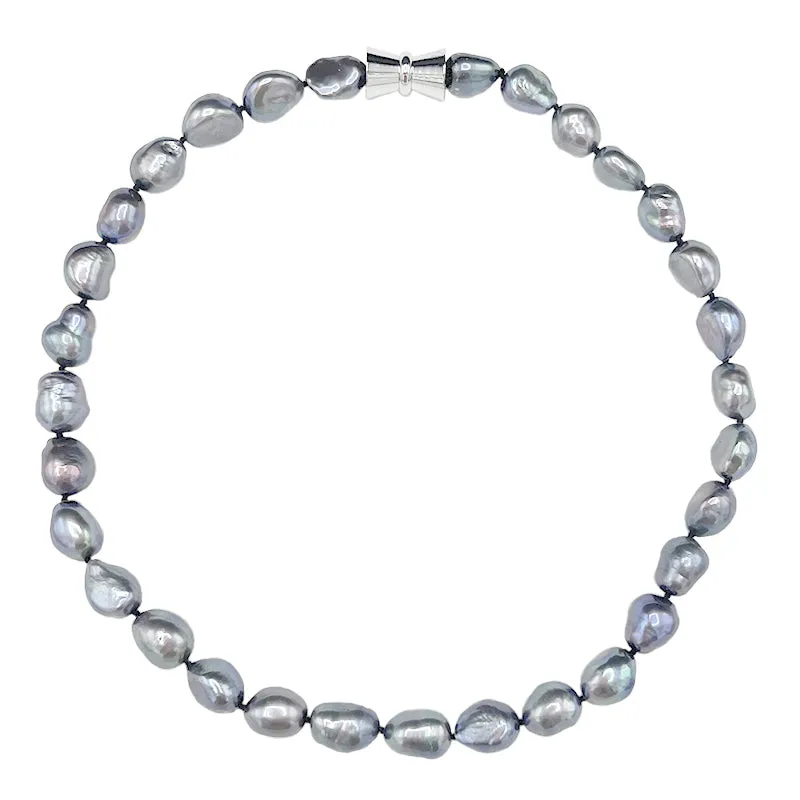 700-07-S | GRAY BAROQUE SINGLE STRAND (GRAY ON SILVER)