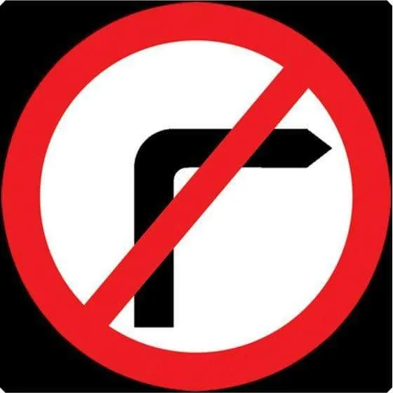 750mm No Right Turn - 612 - Rigid Plastic
