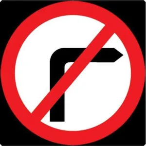 750mm No Right Turn - 612 - Rigid Plastic