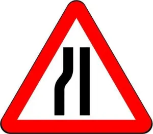 750mm Triangle - Road Narrows on Left Ahead - 517 - Rigid Plastic