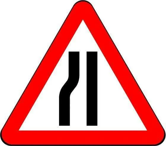 750mm Triangle - Road Narrows on Left Ahead - 517 - Rigid Plastic