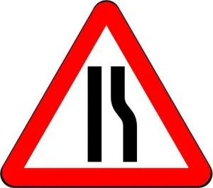 750mm Triangle - Road Narrows Right Ahead - 517 - Rigid Plastic