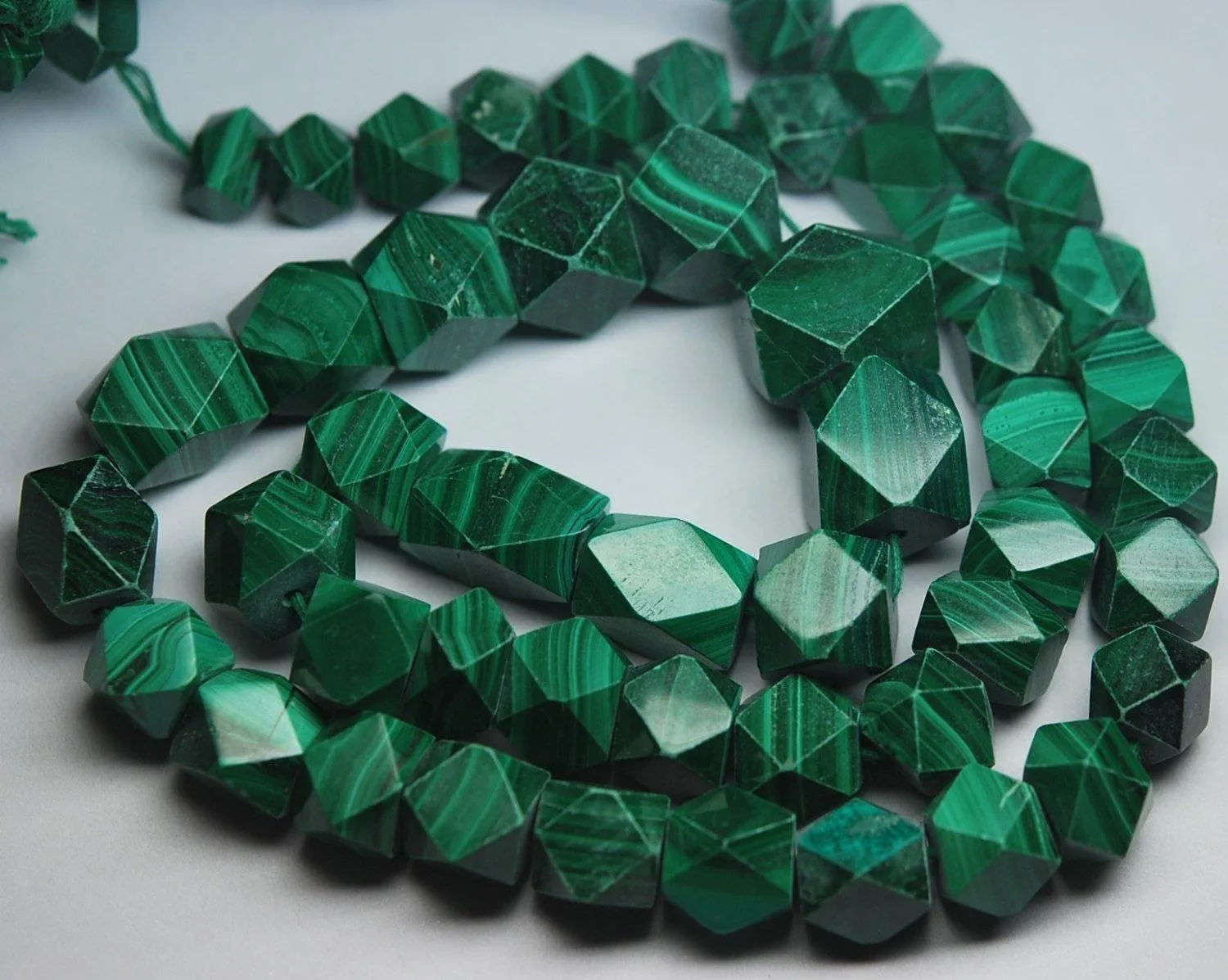 8 Inch Strand, Finest Quality, Natural Malachite Twisted Shape Briolette's Size 8-12mm
