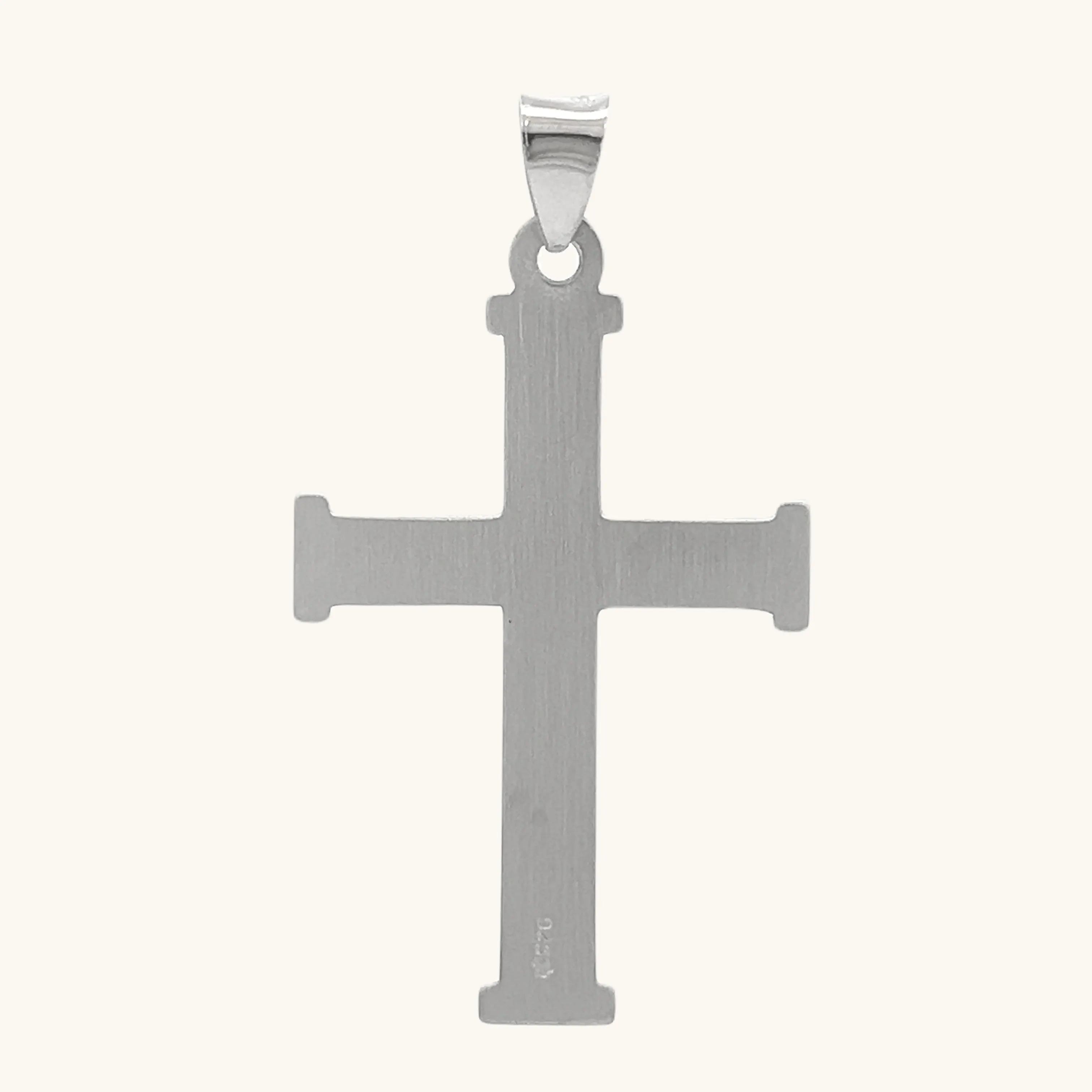 925 STERLING SILVER TEXTURED SQUARED EDGE CROSS PENDANT