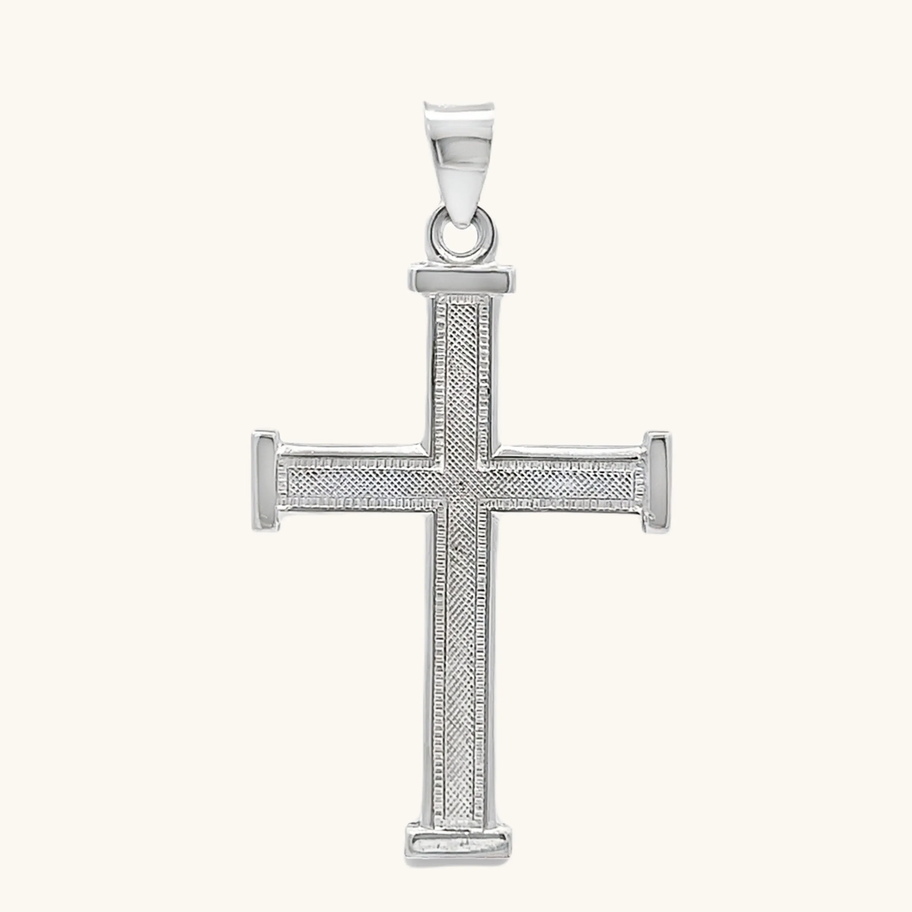 925 STERLING SILVER TEXTURED SQUARED EDGE CROSS PENDANT