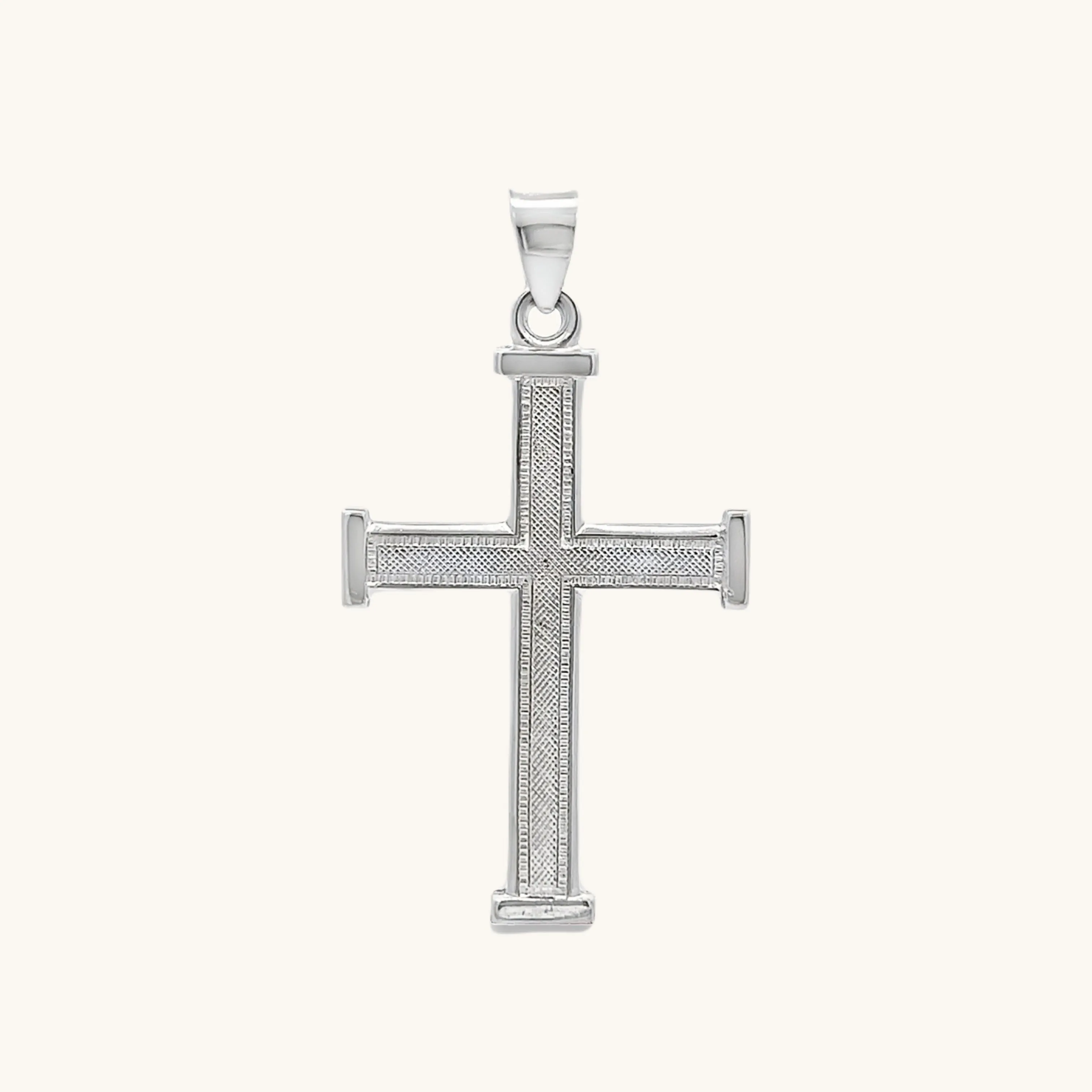 925 STERLING SILVER TEXTURED SQUARED EDGE CROSS PENDANT