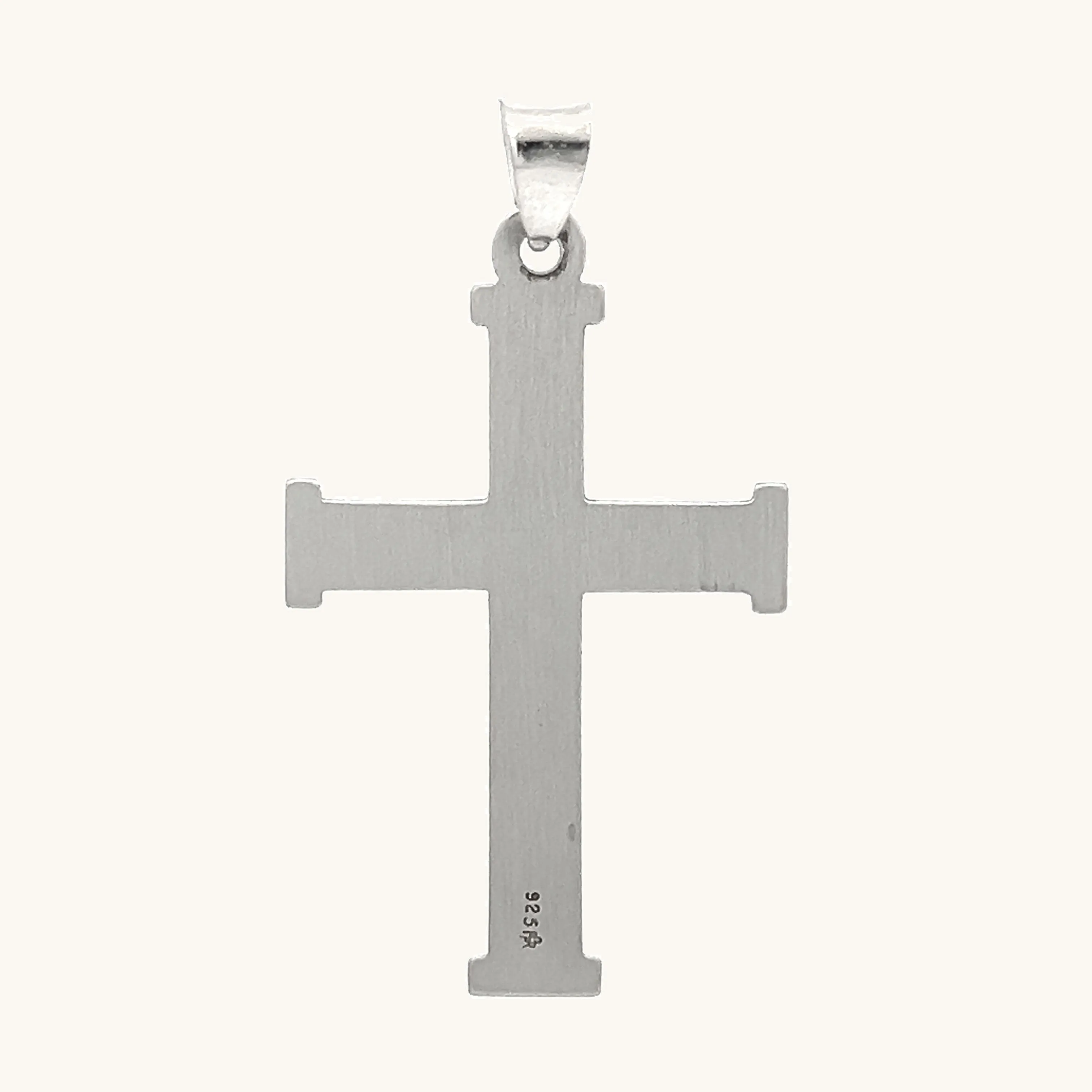 925 STERLING SILVER TEXTURED SQUARED EDGE CROSS PENDANT