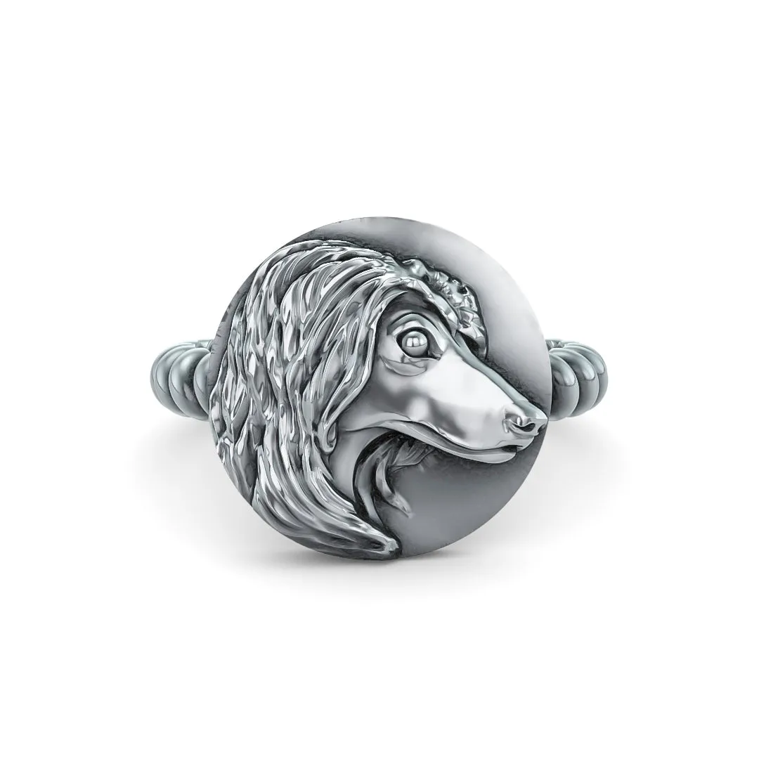 Afghan Hound Coin Twisted Wire Rope Ring