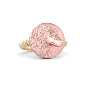 Afghan Hound Coin Twisted Wire Rope Ring