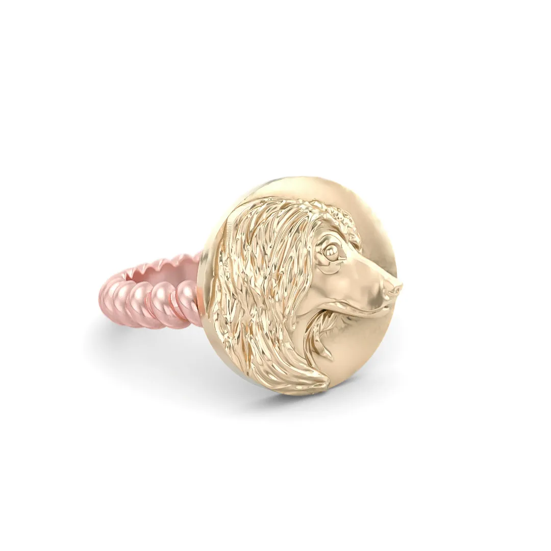 Afghan Hound Coin Twisted Wire Rope Ring