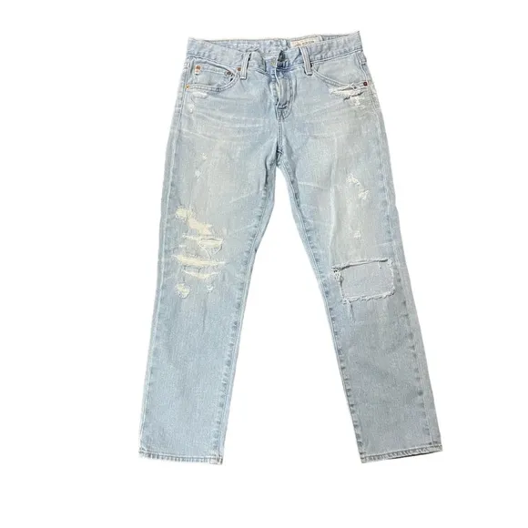 Ag Adriano Goldschmied the ex-boyfriend slim distressed light wash denim jeans
