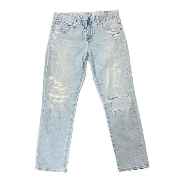 Ag Adriano Goldschmied the ex-boyfriend slim distressed light wash denim jeans