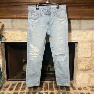 Ag Adriano Goldschmied the ex-boyfriend slim distressed light wash denim jeans