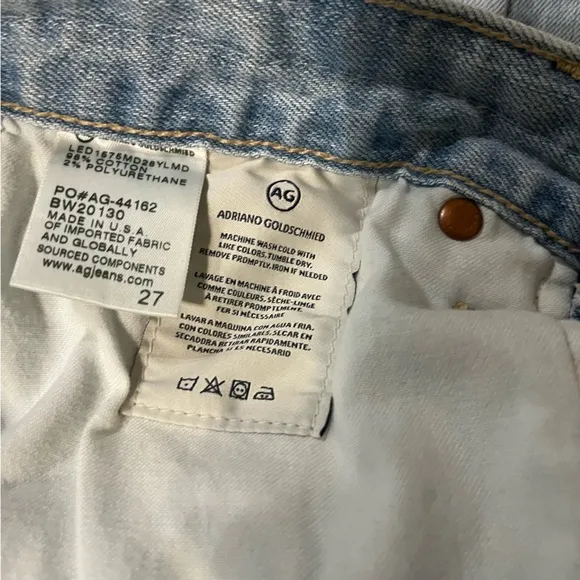 Ag Adriano Goldschmied the ex-boyfriend slim distressed light wash denim jeans