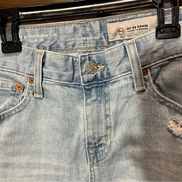 Ag Adriano Goldschmied the ex-boyfriend slim distressed light wash denim jeans