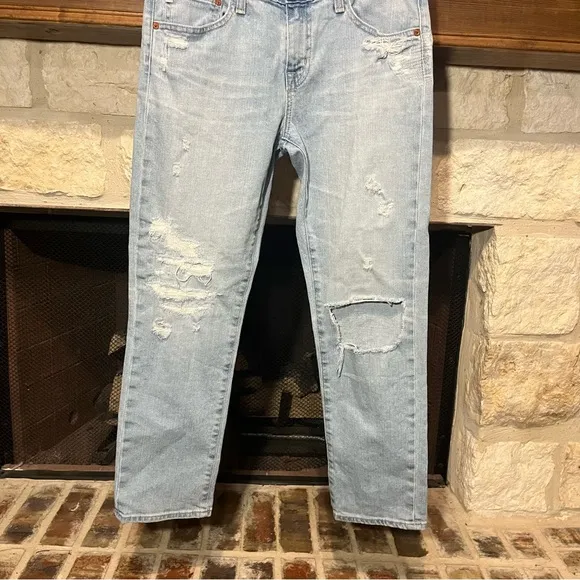 Ag Adriano Goldschmied the ex-boyfriend slim distressed light wash denim jeans