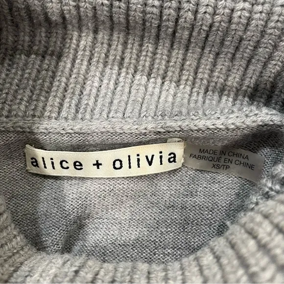Alice   Olivia Grey Libbie Ruffled Pullover Sweater