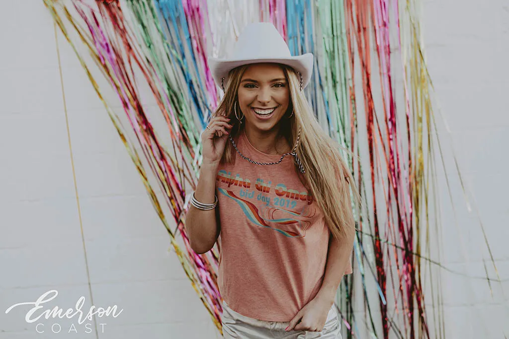 Alpha Chi Retro Rainbow Bid Day Tee