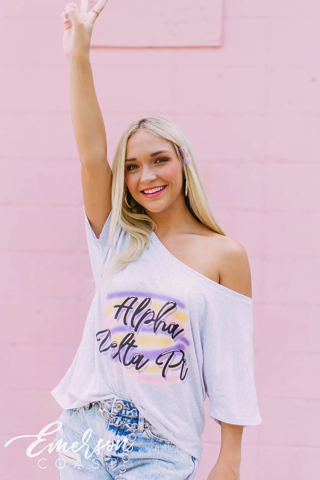 Alpha Delta Pi Airbrush Slouchy Tee