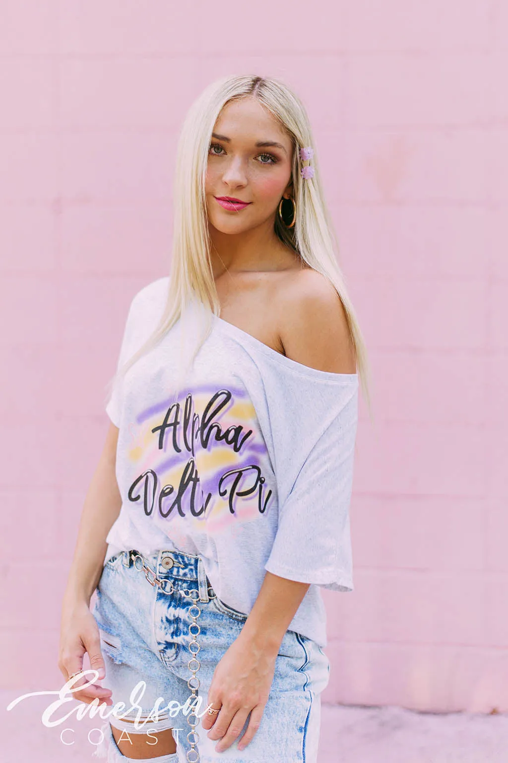 Alpha Delta Pi Airbrush Slouchy Tee
